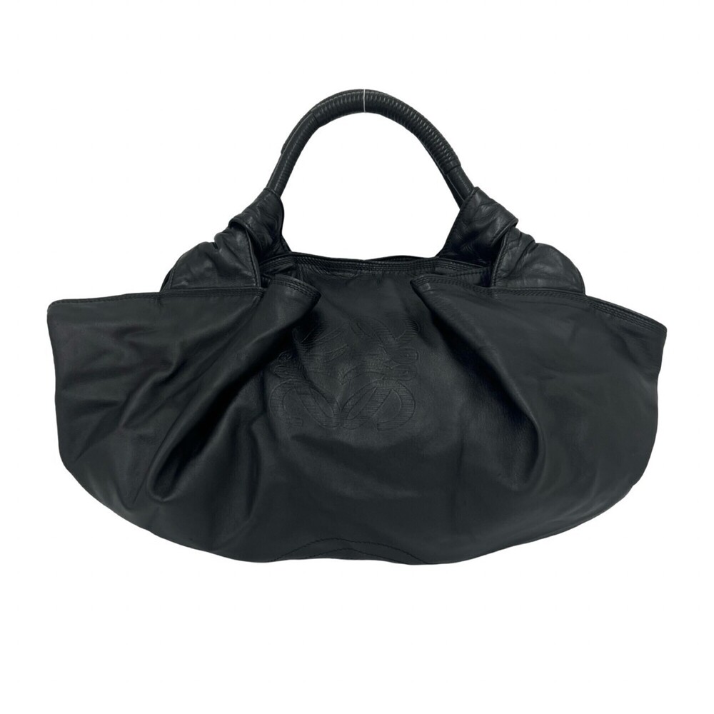 LOEWE Nappa Aire Anagram Logo Leather Handbag Tote Bag Black 27273